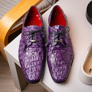 Marco Di Milano Tulum Men's Shoes Purple Exotic Crocodile Derby Oxfords (MDM1008)-AmbrogioShoes
