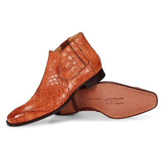 Mauri Men's Hand-Painted Alberti Cognac Brown Boots 4780 (MA4315)(Special Order)-AmbrogioShoes