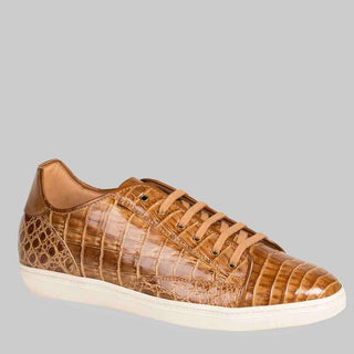 Mezlan Mens Luxury Shoes Hickman Taupe & Beige Crocodile Sneakers (MZ2131)-AmbrogioShoes