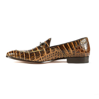 Mezlan 4597-F Men's Shoes Beige & Olive Exotic Alligator Horsebit Loafers (MZS3332)-AmbrogioShoes