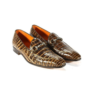 Mezlan 4597-F Men's Shoes Beige & Olive Exotic Alligator Horsebit Loafers (MZS3332)-AmbrogioShoes