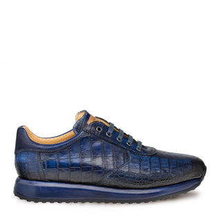 Mezlan 4656-F Hannibal Men's Shoes Blue Exotic Caiman Crocodile Casual Sneakers (MZ3275)-AmbrogioShoes