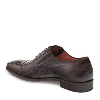 Mezlan Men's Shoes Brown Exotic Ostrich Cap-Toe Oxfords 4651-S (MZ3206)-AmbrogioShoes