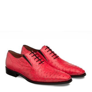 Mezlan Men's Shoes Red Exotic Ostrich Cap-Toe Oxfords 4651-S (MZ3207)-AmbrogioShoes