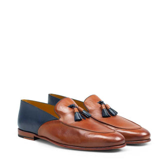 Mezlan Men's Shoes Tan Brown / Blue Calf-Skin Leather Tassels Loafers 9383 (MZ3203)-AmbrogioShoes