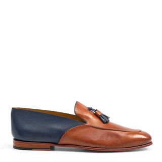 Mezlan Men's Shoes Tan Brown / Blue Calf-Skin Leather Tassels Loafers 9383 (MZ3203)-AmbrogioShoes