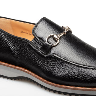 Mezlan Pista 20863 Men's Shoes Black Deer-Skin Leather Horsebit Loafers (MZ3660)-AmbrogioShoes