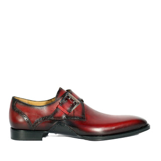 Mezlan S20131 Men's Shoes Burgundy Patina Leather Monkstrap Loafers (MZS3557)-AmbrogioShoes