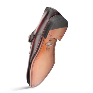 Mezlan S20416 Men's Shoes Burgundy Calf-Skin Leather Bold Artisan Welt Monk-Strap Loafers (MZ3512)-AmbrogioShoes