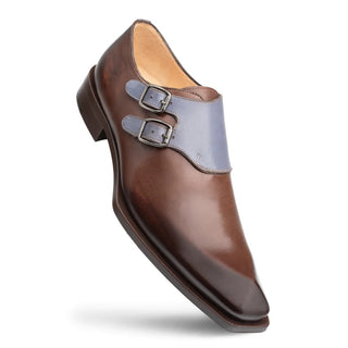 Mezlan S20243 Men's Shoes Brown & Blue Calf-SKin Leather Monk-Straps Loafers (MZ3545)-AmbrogioShoes