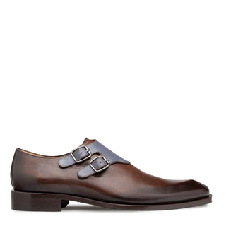 Mezlan S20243 Men's Shoes Brown & Blue Calf-SKin Leather Monk-Straps Loafers (MZ3545)-AmbrogioShoes