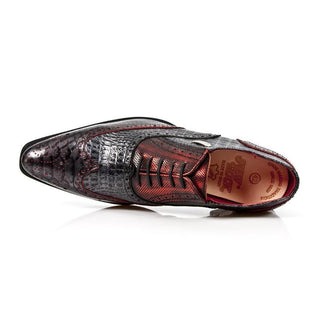 New Rock Men's Shoes Black / Red Exotic Print / Calf-Skin Leather Classic Oxfords M-NW136-C3 (NR1264)-AmbrogioShoes