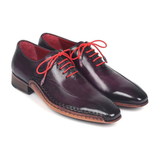 Paul Parkman 018-PRP Men's Shoes Purple Calf-Skin Leather Side Hawd-Sewn Oxfords (PM6281)-AmbrogioShoes