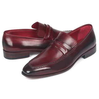 Paul Parkman 068-BRD Men's Shoes Burgundy Bordeaux Calf-Skin Leather Penny Loafers (PM6279)-AmbrogioShoes