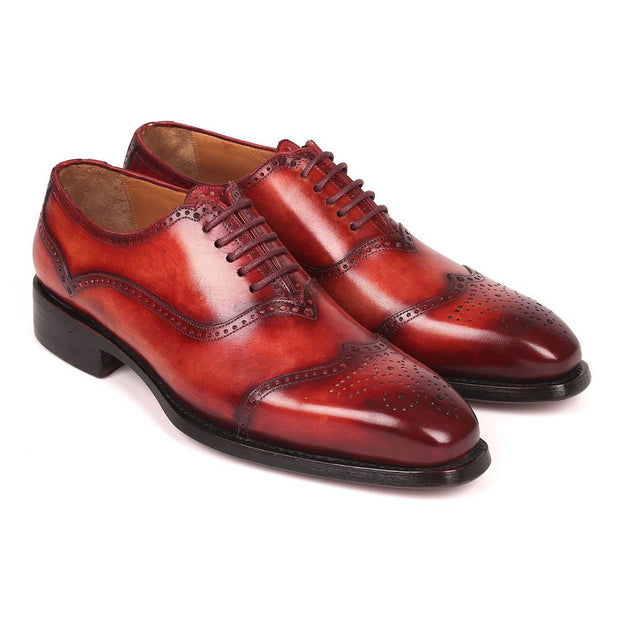 Paul Parkman 094-RDH Men's Shoes Reddish Brown Calf-Skin Leather Goodyear Welted Oxfords (PM6294)-AmbrogioShoes