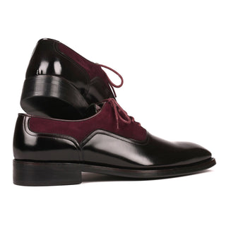 Paul Parkman 17BUR85 Men's Shoes Black & Burgundy Suede / Patent Leather Goodyear Welted Dress Oxfords (PM6324)-AmbrogioShoes