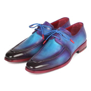 Paul Parkman 23SX84 Men's Shoes Turquoise & Purple Calf-Skin Leather Apron Derby Oxfords (PM6318)-AmbrogioShoes