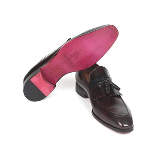 Paul Parkman 5155-BRD Men's Shoes Dark Bordeaux Exotic Caiman Crocodile / Calf-Skin Leather Tassel Loafers (PM6271)-AmbrogioShoes