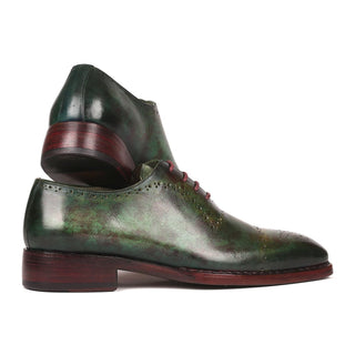 Paul Parkman 56GRN37 Men's Shoes Green Marble Patina Calf-Skin Leather Goodyear Welted Oxfords (PM6219)-AmbrogioShoes