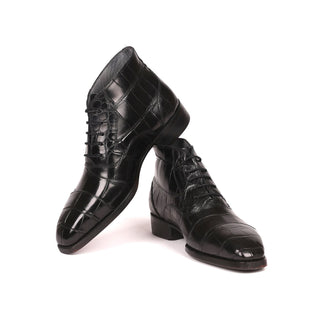 Paul Parkman 681BLK63 Men's Shoes Black Exotic Caiman Crocodile Ankle Boots(PM6255)-AmbrogioShoes