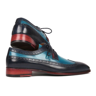 Paul Parkman 6931BLU Men's Shoes Blue Calf-Skin Leather Wing-tip Oxfords (PM6220)-AmbrogioShoes