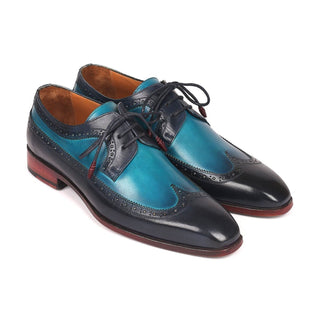 Paul Parkman 6931BLU Men's Shoes Blue Calf-Skin Leather Wing-tip Oxfords (PM6220)-AmbrogioShoes