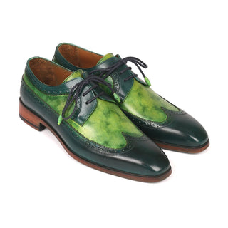 Paul Parkman 6931GRN Men's Shoes Green Calf-Skin Leather Oxfords (PM6217)-AmbrogioShoes