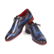 Paul Parkman 741-PRP Men's Shoes Blue & Purple Calf-Skin Leather Wholecut Oxfords (PM6289)-AmbrogioShoes
