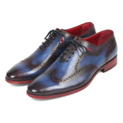 Paul Parkman 741-PRP Men's Shoes Blue & Purple Calf-Skin Leather Wholecut Oxfords (PM6289)-AmbrogioShoes