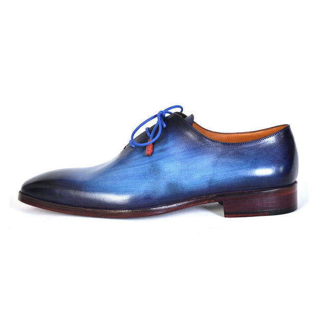 Paul Parkman 755-BLU Men's Shoes Blue Calf-Skin Leather Whole-Cut Oxfords (PM6304)-AmbrogioShoes