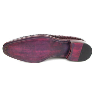 Paul Parkman WVN88-BUR Men's Shoes Burgundy Woven Leather Tassel Loafers (PM6411)-AmbrogioShoes