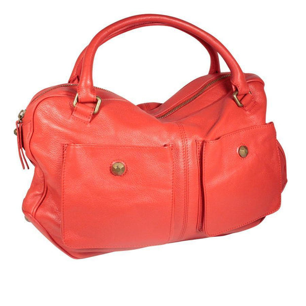 Dellamoda Red Lamb Leather Handbag Maddox TS10-07 (DM22)-AmbrogioShoes