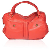 Dellamoda Red Lamb Leather Handbag Maddox TS10-07 (DM22)-AmbrogioShoes