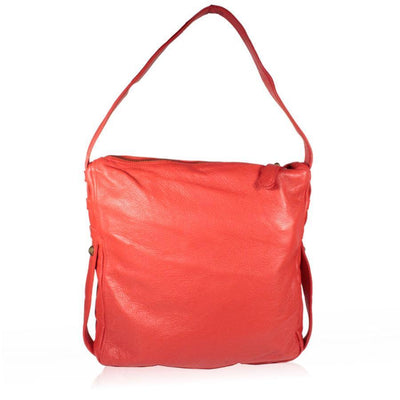 Dellamoda Red Lamb Leather Handbag TY Hobo TS10-16 (DM26)-AmbrogioShoes