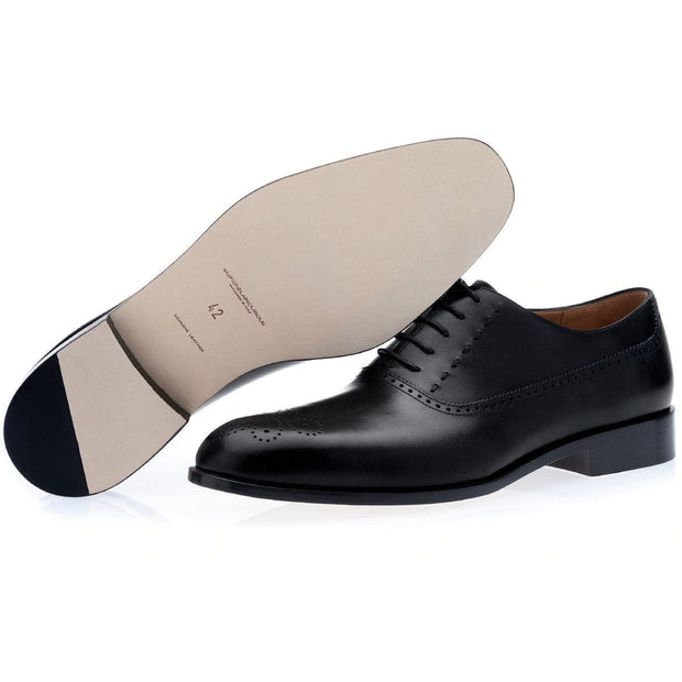 SUPERGLAMOUROUS Masterclass Radica Men's Shoes Black Calf-Skin Leather Lace-Up Oxfords (SPGM1084)-AmbrogioShoes