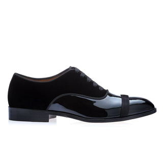 Super Glamourous Mathis Multi Men's Shoes Black Velvet / Patent Leather Oxfords (SPGM1024)-AmbrogioShoes