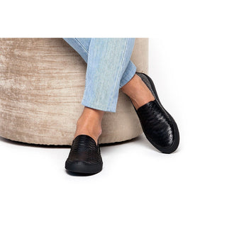 SUPERGLAMOUROUS Maxime Men's Shoes Black Exotic Python Slip-On Skate Sneakers (SPGM1087)-AmbrogioShoes