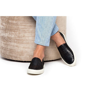 SUPERGLAMOUROUS Maxime Men's Shoes Black Exotic Python Slip-On Skate Sneakers (SPGM1094)-AmbrogioShoes