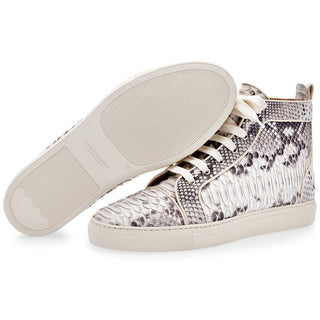SUPERGLAMOUROUS Maxime Men's Shoes Stone Exotic Python High Top Sneakers (SPGM1099)-AmbrogioShoes