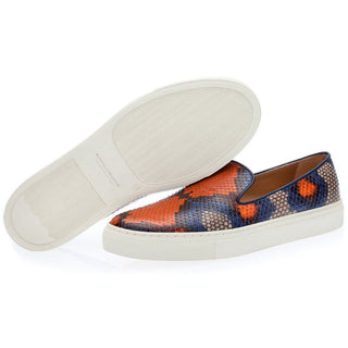 SUPERGLAMOUROUS Maxime Sunrise Men's Shoes Multi-Color Python Slip-On Skate Sneakers (SPGM1091)-AmbrogioShoes