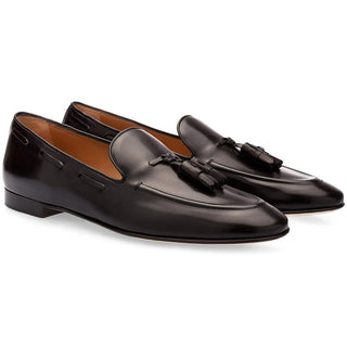 SUPERGLAMOUROUS Philippe Men's Shoes Black Nappa Leather Tassels Loafers (SPGM1112)-AmbrogioShoes