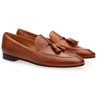 SUPERGLAMOUROUS Philippe Men's Shoes Cognac Nappa Leather Tassels Loafers (SPGM1115)-AmbrogioShoes