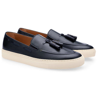 SUPERGLAMOUROUS Philippe Men's Shoes Navy Nappa Leather Slip-On Sneakers (SPGM1202)-AmbrogioShoes