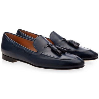 SUPERGLAMOUROUS Philippe Men's Shoes Navy Nappa Leather Tassels Loafers (SPGM1117)-AmbrogioShoes