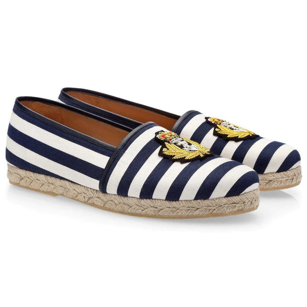 Super Glamourous Raoul Pablo Men's Shoes White & Blue Canvas Loafers (SPGM1012)-AmbrogioShoes