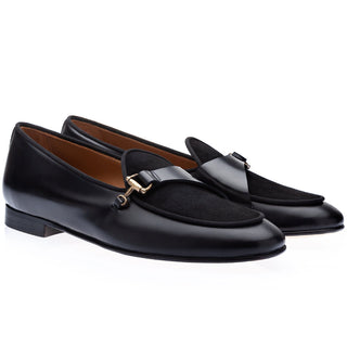 Ambrogio Bespoke Men's Shoes Black Calf-Skin Leather Derby Split
