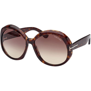 Tom Ford FT1010 Annabelle Sunglasses Shiny Dark Havana / Brown Gradient Women's-AmbrogioShoes