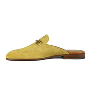 Valentino 19700 Men's Shoes Golden Lime Suede Leather Slipper Mules (VAL1003)-AmbrogioShoes