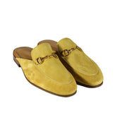 Valentino 19700 Men's Shoes Golden Lime Suede Leather Slipper Mules (VAL1003)-AmbrogioShoes