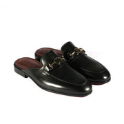 Valentino 19700/M Men's Shoes Black Calf-Skin Leather Slipper Mules (VAL1000)-AmbrogioShoes
